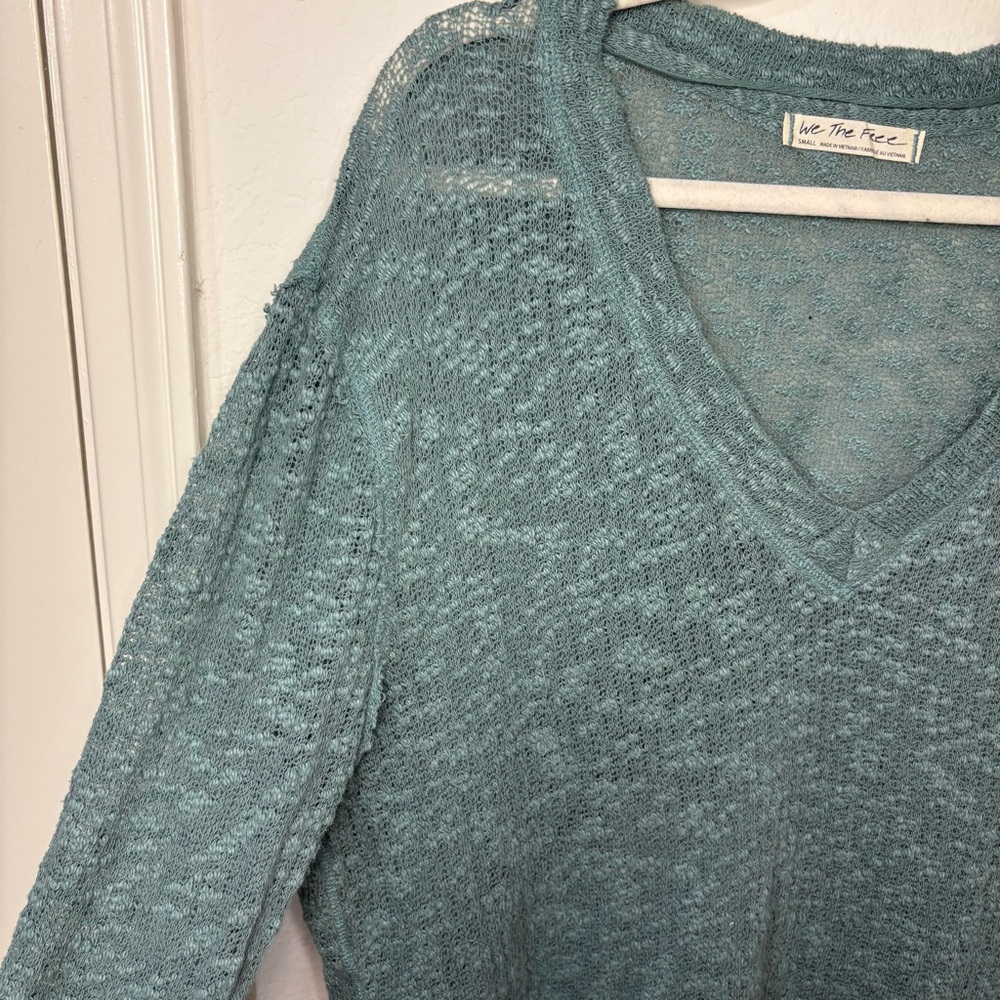 Free People We The Free Ocean Air Hacci Tunic Top size small oversized cotton - Picture 3 of 12